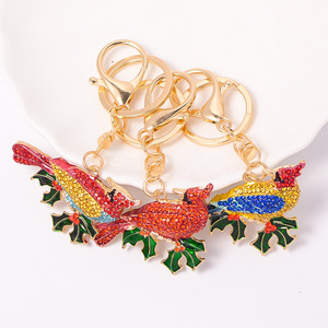 Porte-clés Pendentif Oiseau Rouge en Strass en Alliage de Zinc Imperméable, Accessoire de Mode pour Sac à Dos et Voiture - Product Image 2