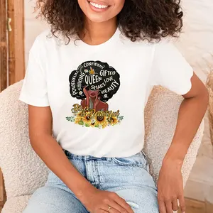 Afro Black Girl Feuilles de transfert de chaleur en vinyle prêt à presser Dessins de transfert de chaleur Autocollants à repasser Logo pour vêtements