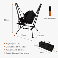 Chaise suspendue d'extérieur moderne en aluminium, portable, pliable, respirante, confortable, réglable en hauteur, pour le camping, le pique-nique, la randonnée, la pêche