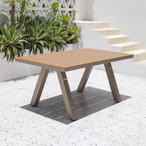 Table à manger d'extérieur en bois, <span class=keywords><strong>terrasse</strong></span> en plein air, chaise en rotin tressé, villa, mobilier d'extérieur en rotin, cour, jardin, ensemble de salle à manger - Product Image 5