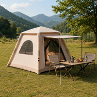 Tente de camping gonflable pour 1 à 4 personnes, 4,84 m², Oxford 400D PU2000+, 7 kg, légère, installation rapide, beige, quatre saisons, UV50+