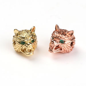Di alta qualità testa di lupo perline occhi verdi gioielli animali moda perline di zirconi cubici per la creazione di gioielli - Product Image 5