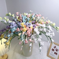 Bunga Jadi Grosir, Bunga Freesia Berkepala Banyak, Buket Bunga Rajutan Tangan untuk Dekorasi Rumah