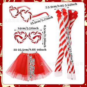 Ensemble de chapeaux de Noël tricotés, rayés rouge et blanc, base verte, 30-34 cm, pour costume de fête - Product Image 5