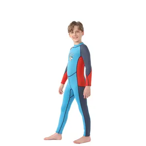 Yeni tasarım 2.5mm neopren çocuk Wetsuit uzun kollu çocuk sıcak tek parça sörf & dalgıç giysisi