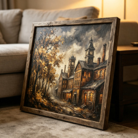Peinture à l'huile abstraite moderne sur toile, feuilles dorées, sentier forestier, peinte à la main, œuvre d'art haute définition pour salon