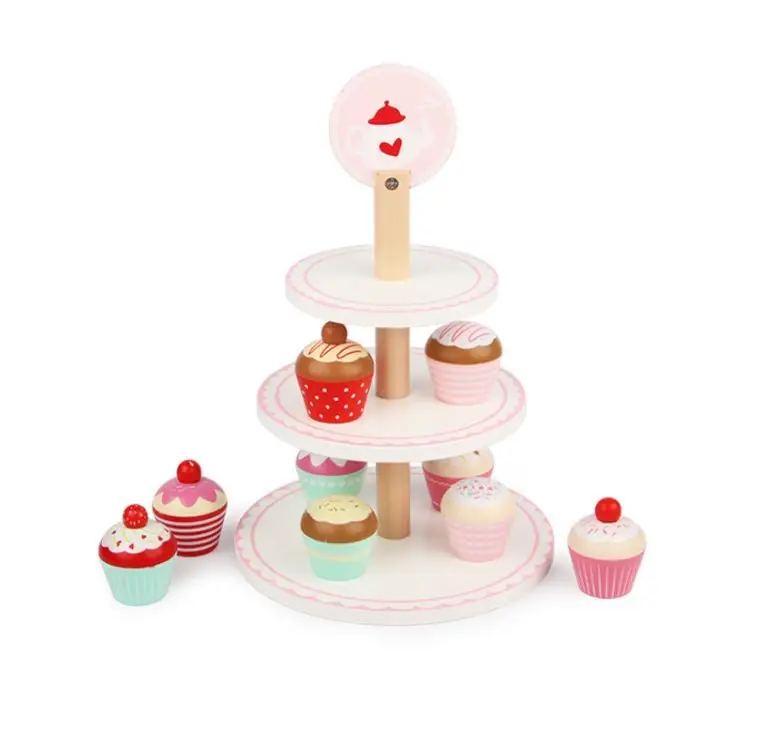 Hout Pretend Keukens Set Dessert Bakkerij Play Set Cupcake Stand Houten Taart Speelgoed