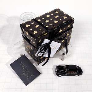 High Quality <b>Birthday</b> Black Gold Coated <b>Paper</b> Series Roll Bulk Wholesale Luxury Gift Packaging - Product Image 3
