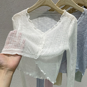 <strong>Summer</strong> <strong>White</strong> Sun protection Long Sleeved Knitted <strong>Cardigan</strong> Thin Design - Product Image 1