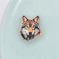 Broche en émail tête de loup vif, portrait d'animal sauvage, en alliage de zinc, pour sac à dos, veste, chapeau, revers, décoration, objet de collection
