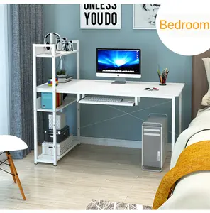 Meja Belajar Kamar Tidur Grosir dengan Rak Mebel Gaya Modern Meja Komputer dengan Rak Penyimpanan Rumah Meja Kantor