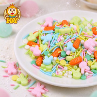 Sprinkles en sucre en forme de tête de lapin de Pâques OEM, couleurs mélangées, pressées et polies, pour gâteaux