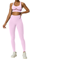 Vente en gros vêtements de sport grande taille soutien-gorge de sport solide à maintien élevé dos nageur respirant taille haute Leggings deux pièces RC-561