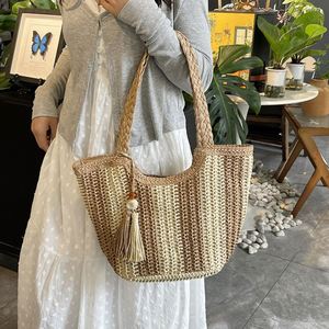 Sac fourre-tout en paille fait main pour femme, durable, idéal pour la plage, les courses et le travail – Offre spéciale - Product Image 2