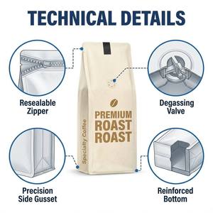 Sacs d'emballage personnalisés de qualité supérieure avec valve pour aliments, haricots, café – Vente en gros directe usine ODM - Product Image 6