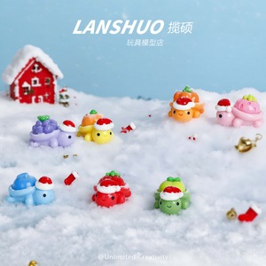 Lanshuo Resin Turtle <b>Christmas</b> Figurine With Fruit Design Cartoon DIY Desktop Ornament Blind <b>Box</b> Toy Set For Indoor Use - Product Image 3