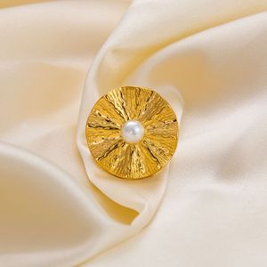 Pearl <b>Ring</b> Stainless Steel 18K Gold Plated Bowknot Geometric Oval Women's Jewelry Everyday Wear - Product Image 4