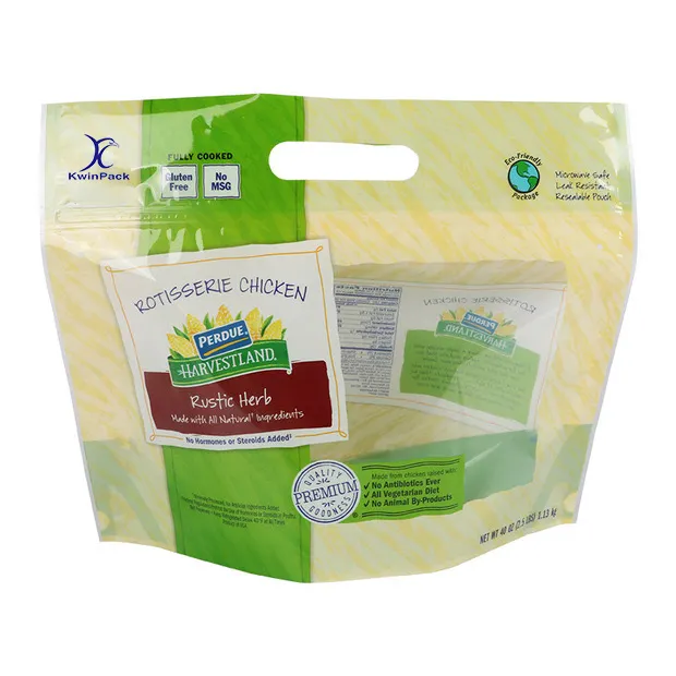 Kwin Pack Logo Wieder verwendbare Reiß verschluss taschen Frozen Chicken Resealable Packaging Plastiktüte mit Griff
