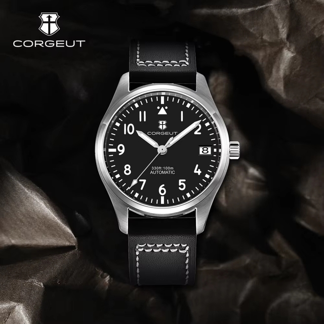 Corgeut 39mm High Quality Brushed Flat Matt Bezel Sapphire Glass NH35 NH36 Movement  Men Custom logo Watch