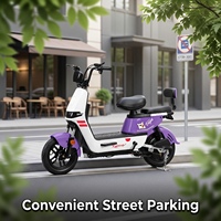 Vélo électrique élégant et portable de 500 W, 14 pouces, avec double frein à tambour et dossier, idéal pour les courses sur de courtes distances