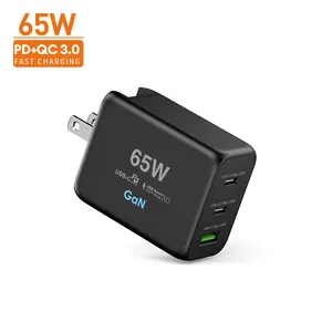 US/EU Plug 65W GaN Quick Charge 3.0 Fast Dual Ports Travel Wall Power Adapter Charger For MacBook/Mobile Phone