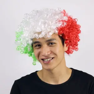 Italien Großhandel Günstige Flagge Perücken für Fußball Bunte Phantasie Afro Perücke Curly Perruques Gießen Clown Party Perücke Parrucca Pagliaccio