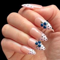 Uñas Postizas Acrílicas de Estilo Francés con Diseños Predefinidos (Almendradas, Stiletto, Mariposa), Pegamento Incluido, 10 Piezas