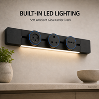 Adaptador de Enchufe con Luz LED de Inducción, USB Tipo-C Extraíble, 2 Tomas de Corriente, 10A, Enchufe Eléctrico Universal para Oficina