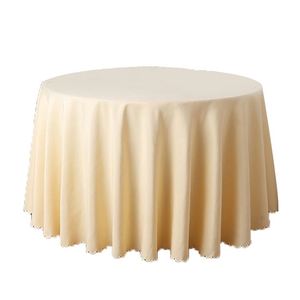 Custom <b>Round</b> <b>Table</b> <b>Cloth</b> Wedding 60 Inch Plain Polyester Gold Line Tablecloth for Business - Product Image 2