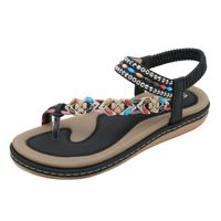 Sandales plates polyvalentes légères d'été pour femmes de haute qualité avec strass et fleurs, chaussures décontractées de mode transfrontalière pour la plage