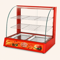Vitrine chauffante électrique de comptoir en verre incurvé pour snacks chauds et fast-food