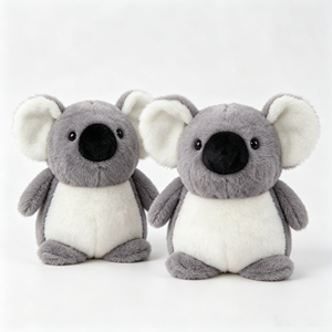 Peluche personnalisée OEM en gros, koala souriant de 8 pouces, gris avec ventre blanc, paire, mignon, doux, cadeau, poupée animale Kawaii - Product Image 1