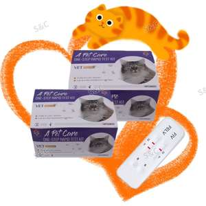뜨거운 판매 고양이 면역 결핍 바이러스 항체 검사 키트 수의학 검사 + 백혈병 바이러스 콤보 신속 검사, FIV + FeLV - Product Image 1