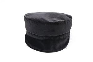 Zwarte fluwelen barethoed Dames Britse retro platte eendenbek-kapiteinshoed voor straatmode Foto Dagelijks gebruik Elegant chic - Product Image 4