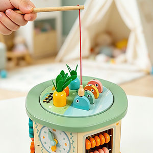 Cubo de Actividades Montessori de Madera 10 en 1 para Niños Pequeños, Caja de Actividades Multifuncional, Centro de Aprendizaje para Bebés, Juego de Juguetes Educativos - Product Image 2