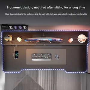 Bàn học bằng sợi Carbon hình chữ L màu đen có thể mở rộng hiện đại Bàn chơi game gỗ đơn giản cho phòng trò chơi gia đình và văn phòng - Product Image 5