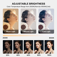 Anneau lumineux LED professionnel GVM de 18 pouces avec support et support pour téléphone, éclairage bicolore à intensité variable pour YouTube, vidéo en direct et maquillage