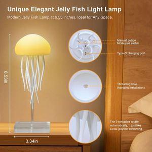 Popular Voice-controlled Colorful Jellyfish Night <b>Light</b> Can Be Hung and Recharged Atmosphere <b>Light</b> - Product Image 3