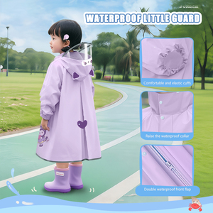 Cartoon Print EVA Waterproof <strong>Raincoat</strong> for <strong>Kids</strong> and Students Large Size Single-Person for Poncho Windproof Rainwear for Children - Product Image 2