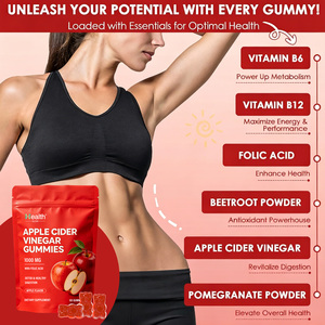 Gummies au vinaigre de cidre de pomme bio avec la mère, fabriquées aux États-Unis (OEM), Keto 1000mg, B12, Probiotiques, Santé intestinale, Détox, Végétaliennes, Sans OGM - Product Image 3