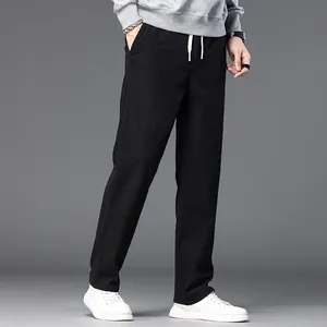 Pantaloni maschili classici in velluto a coste dritti kaki <span class=keywords><strong>grigio</strong></span> nero larghi alla moda pantaloni elasticizzati morbidi abbigliamento Casual da uomo - Product Image 6