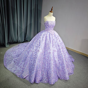 Jancember DY6731 Robes de soirée de luxe à paillettes violettes pour femmes - Product Image 3