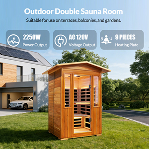 Sauna Tradicional de Infrarrojos Lejanos para 2 Personas, con Control Digital, de Madera Sólida de Cedro Rojo y Hemlock, para Jardín o Patio - Product Image 6