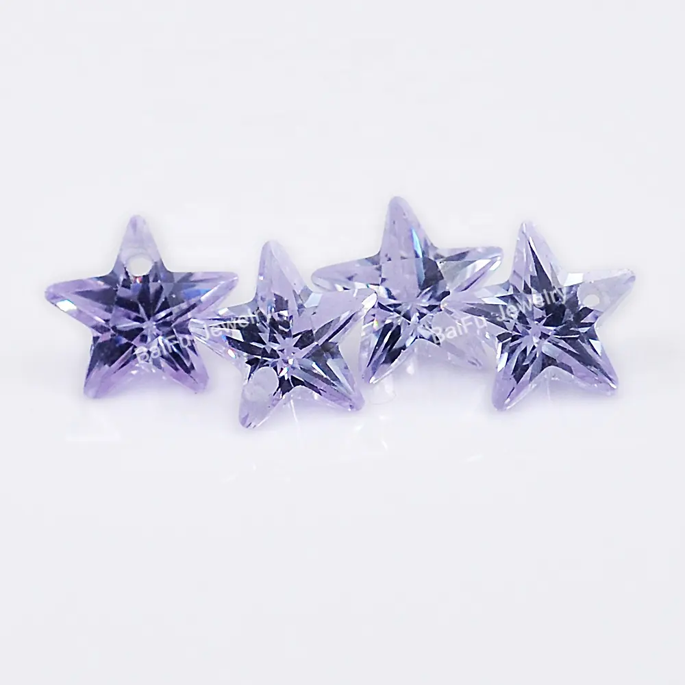 Preço fabricante personalizado Coréia cortar solto pedra preciosa estrela forma lavanda cz gemas