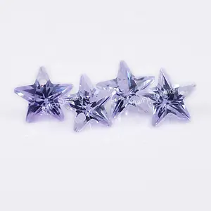 Custom manufacturer price Korea cut loose gemstone star shape lavende cz gems