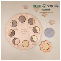 JET OEM Montessori Blocs de construction des phases de la lune Jouets éducatifs en bois pour l'enseignement du système solaire Aides pédagogiques pour enfants
