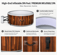Holzmaserung Aufblasbarer Whirlpool DWF Drop-Stitch PVC Outdoor Tragbarer Hottub mit Sprudelmassage für Garten und Familiennutzung