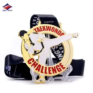 เหรียญรางวัลลองจือหยู อายุ 16 ปี ผู้ผลิตเหรียญรางวัลสำหรับมวยปล้ำ ยูโด คาราเต้ รับผลิตตามสั่ง เหรียญรางวัลสำหรับผู้หญิง ขายส่งเหรียญรางวัลยิวยิตสูสีทอง - Product Image 1