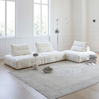 Zayshine Canapé de Salon Moderne Nordique 3 Places en Tissu Velours Blanc Crème, Ensemble Modulable à Combinaison Libre pour Villa, Designer