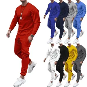 Penjualan Terbaik Setelan Jogger Pria Lengan Panjang Warna Solid Celana dan Hoodies Polos Kualitas Tinggi Setelan Track Set Pria